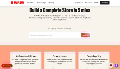 Home page of Shoplazza