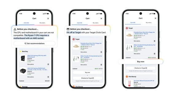Screenshot from Google of Universal Cart on three smartphone views Screenshot from Google of Universal Cart on three smartphone views