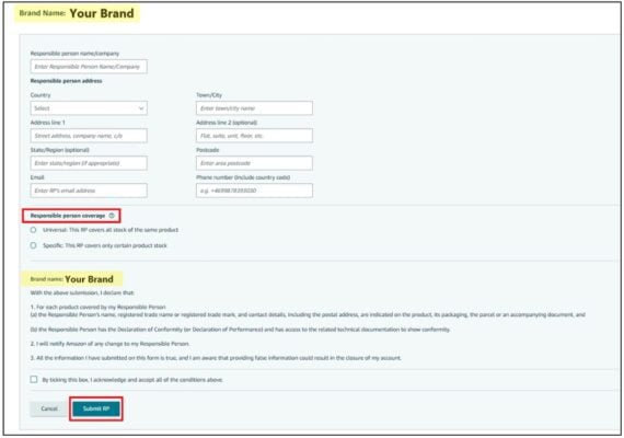 Screenshot of an Amazon Responsible Person page