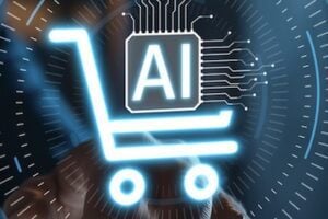 Illustration of the letters "A I" on a shopping cart