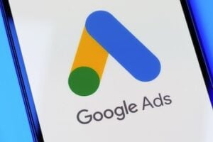 Google Ads logo on a smartphone screen