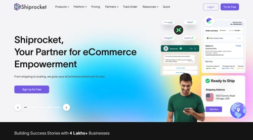 Home page of Shiprocket
