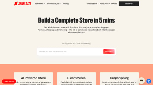 Home page of Shoplazza