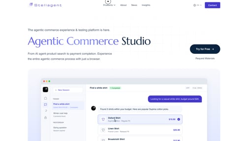 Web page of Stellagent Agentic Commerce Studio Web page of Stellagent Agentic Commerce Studio