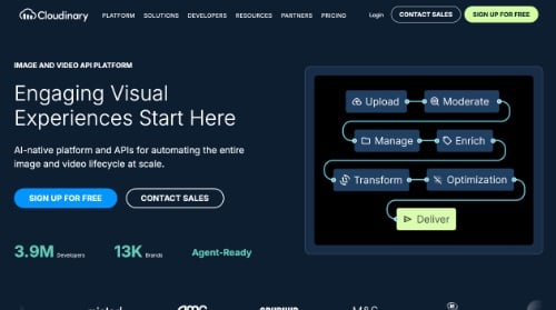 Home page of Cloudinary