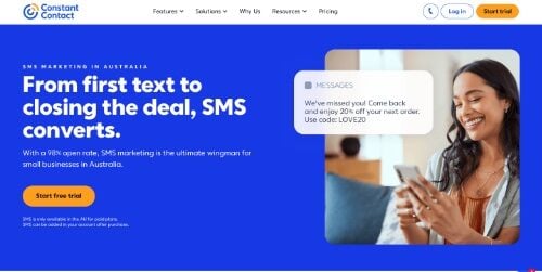 Home page of Constant Contact