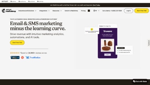 Home page of Intuit Mailchimp