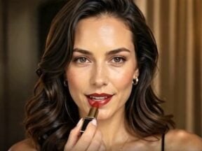 Image from Pollo AI of a female applying lipstick