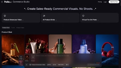 Web page for Pollo AI's Commerce Studio Web page for Pollo AI's Commerce Studio
