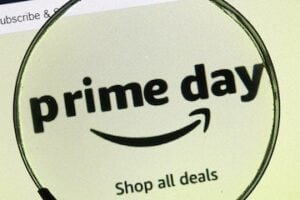 Prime Day logo behind a magnifying glass