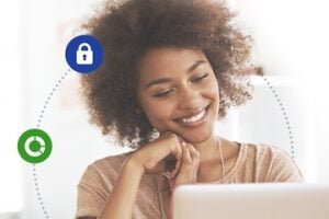 Pesapal image of a young woman working on a laptop