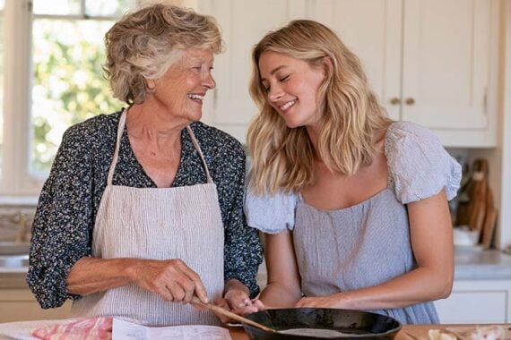 Image of a grandmother and granddaughter Image of a grandmother and granddaughter