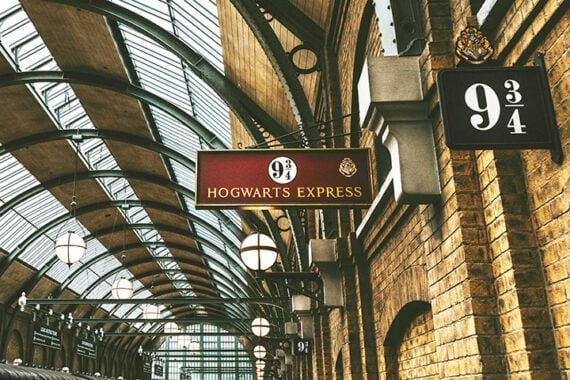 Image of Hogwarts Express in the train station Image of Hogwarts Express in the train station