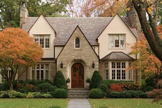 Image of a large house in a suburban setting Image of a large house in a suburban setting