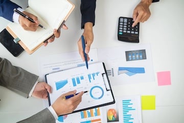 Photo of charts and graphs on desk