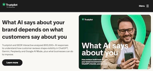Home page of Trustpilot