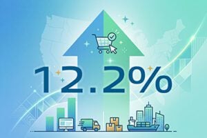 Illustration of 12.2% next to an upwards arrow