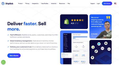 Home page of ShipBob