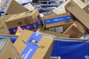 USPS photo of parcel packages in a USPS facility