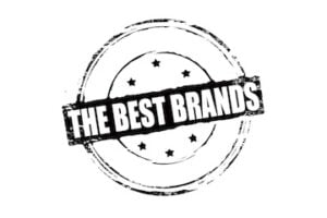 Illustration of a stamp reading "The Best Brands"