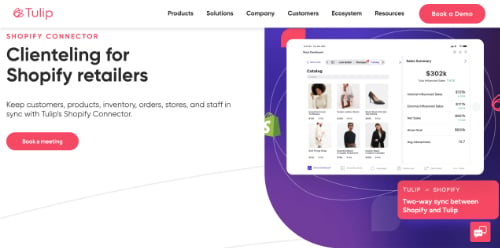 Web page for Tulip's Shopify connector