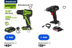 Walmart search results for cordless drill