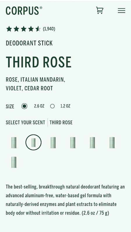 Corpus Third Rose deodorant stick