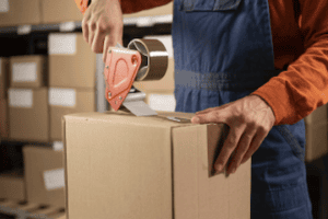 Image from Walmart of a person preparing a shipping box
