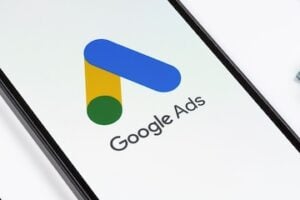 Google Ads logo on a smartphone