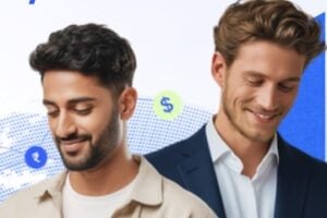 Image from Razorpay of 2 males looking at their smartphones