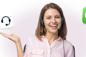 Image from Moengage of a female wearing a microphone headset