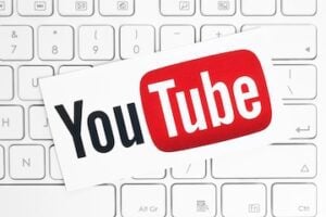YouTube logo on a keyboard