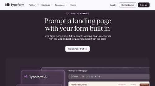 Web page for Typeform's AI Landing Pages Web page for Typeform's AI Landing Pages