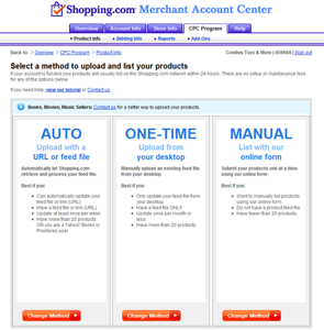 Three Upload Options from Shopping.com