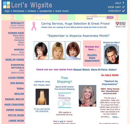 Lori's Wigsite home page.