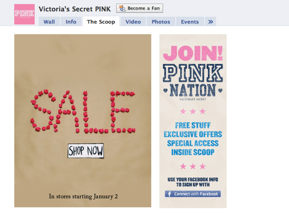Screenshot of Victoria's Secret PINK page on Facebook.