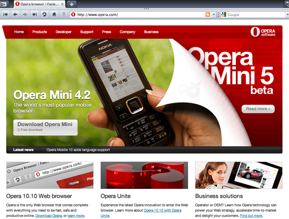 Opera home page.