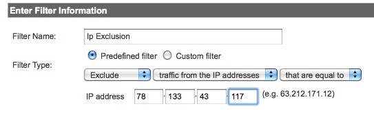 IP address exclusion filter.