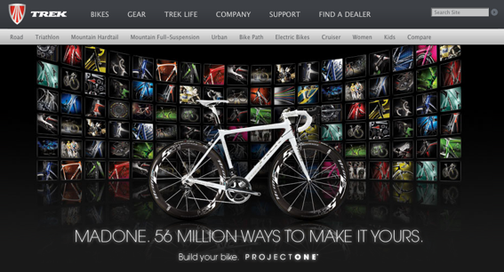 Partial screen capture of Trekbikes.com home page from laptop browser.