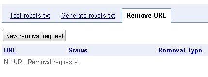 Google Webmaster Tools "New removal request." 