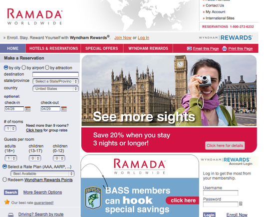 Ramada Hotels, regular site.