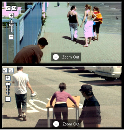 Google Street View of men gawking at women.