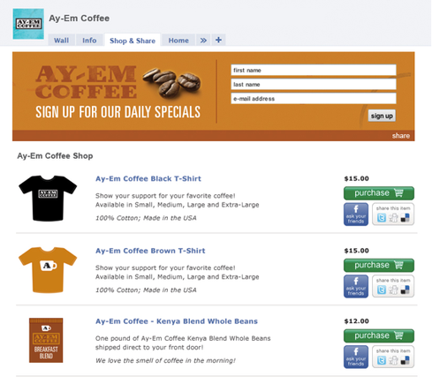 Screenshot of Ay-Em Coffee on Shop & Share app by Shoutlet.