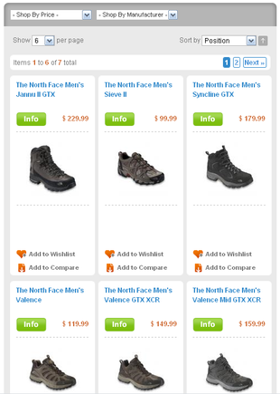 Category page on LiveOutThere.com.