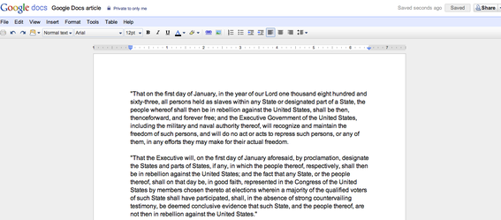 Word processor on Google Docs.