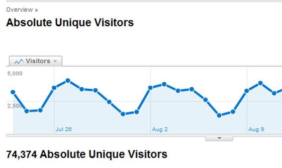 Detail of Google Analytics showing an overview of absolute unique visitors.