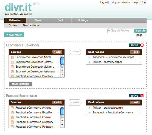 Screenshot of dlvr.it, a content syndication tool.