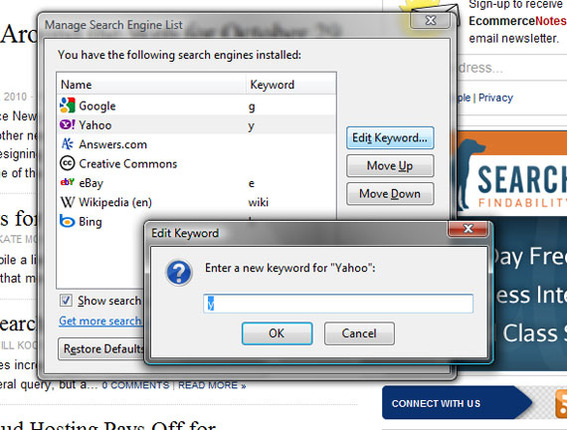 Firefox also allows users to manipulate search preference keywords.