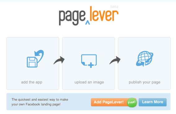PageLever Facebook landing page creation tool.