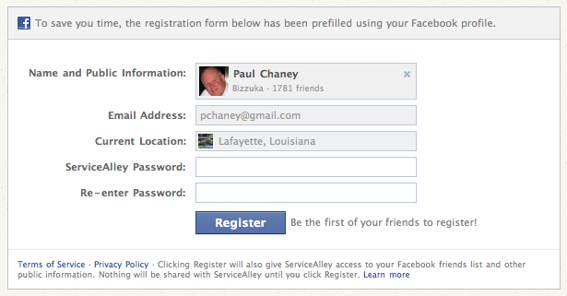 Facebook has new registration tool.